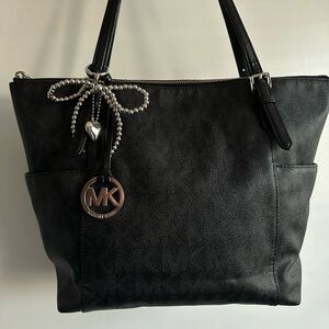 Michael Kors Black Tote with Silver Accents